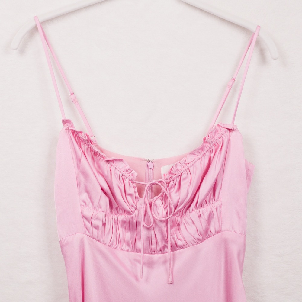 ASTR THE LABEL Ellison Satin Ruched Slip Mini Dress Baby Pink Coquette Sz XS - Picture 5 of 9